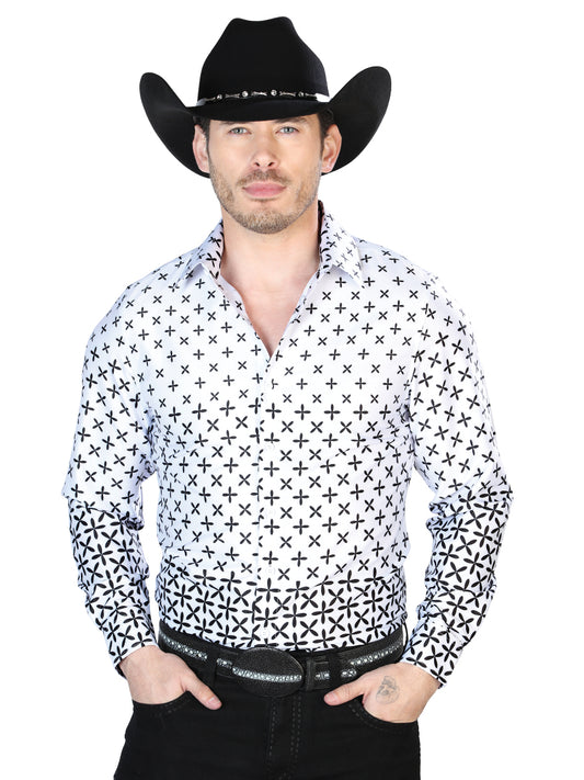 White Casual Long Sleeve Shirt 43987