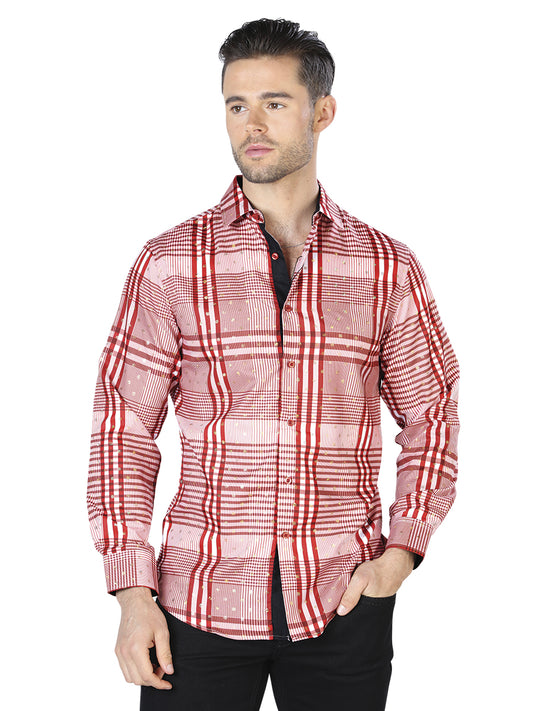 Red And White Casual Long Sleeve Shirt 44015