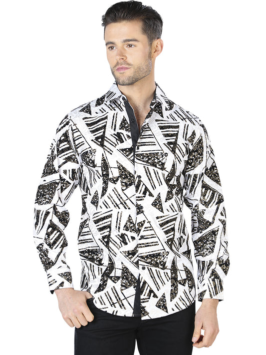 White Black Casual Long Sleeve Shirt 44053