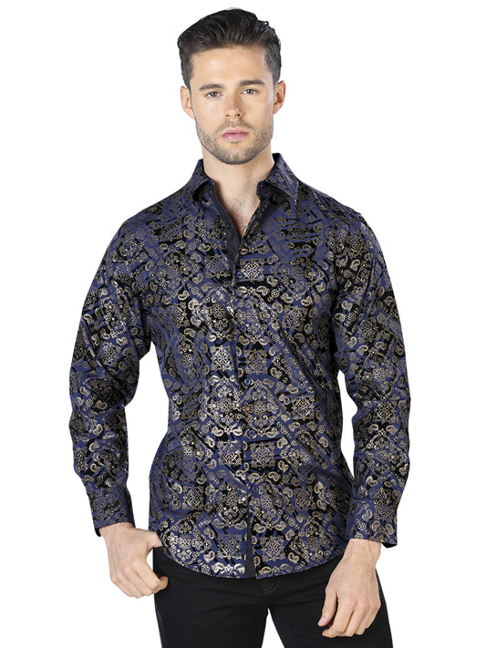 Navy And Gold Long Sleeve Shirt 44054