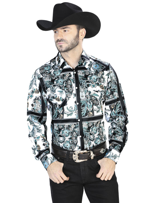 White And Black Casual Long Sleeve Shirt 44082