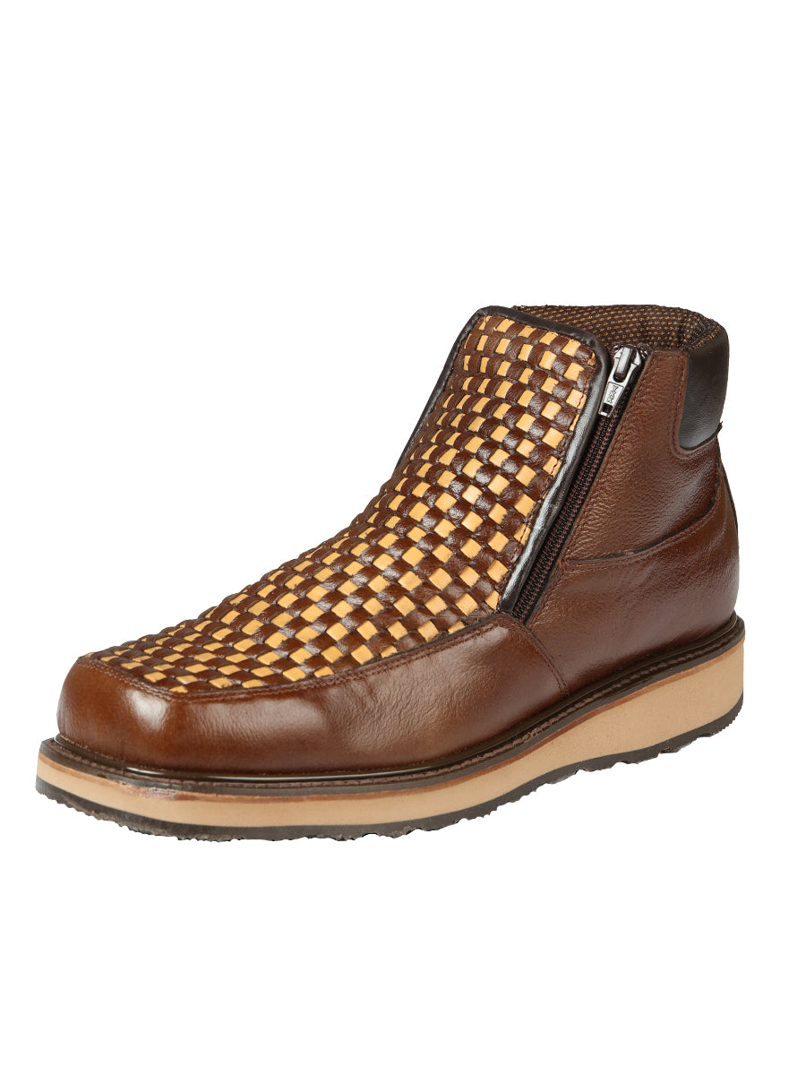 El General Men’s Ankle Boot with Zipper - Woven Brown/Honey

 45185