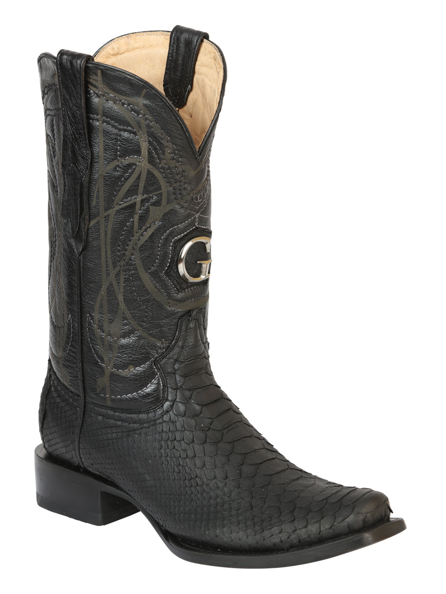El General Men's Exotic Python Leather Cowboy Boots - Black 45523 ...