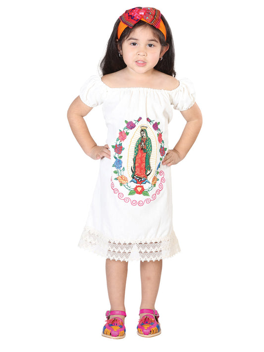Artisanal Embroidered Dress 100% Cotton Beige 602499