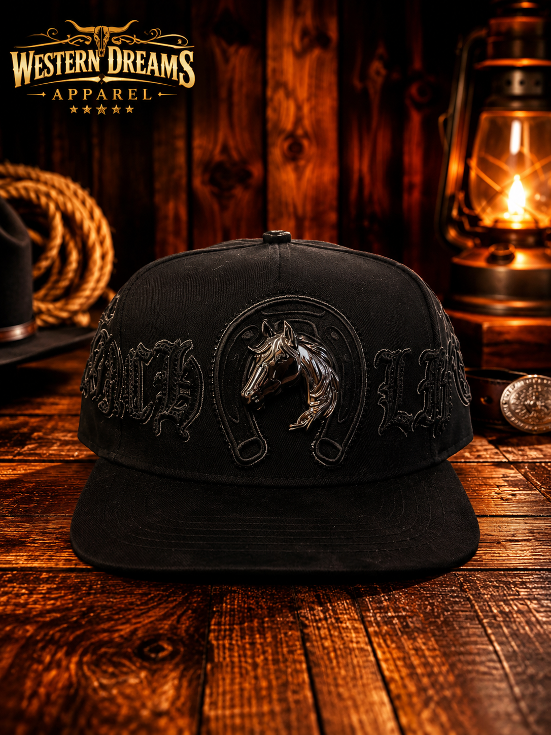 Ferreti Black horse Western cap