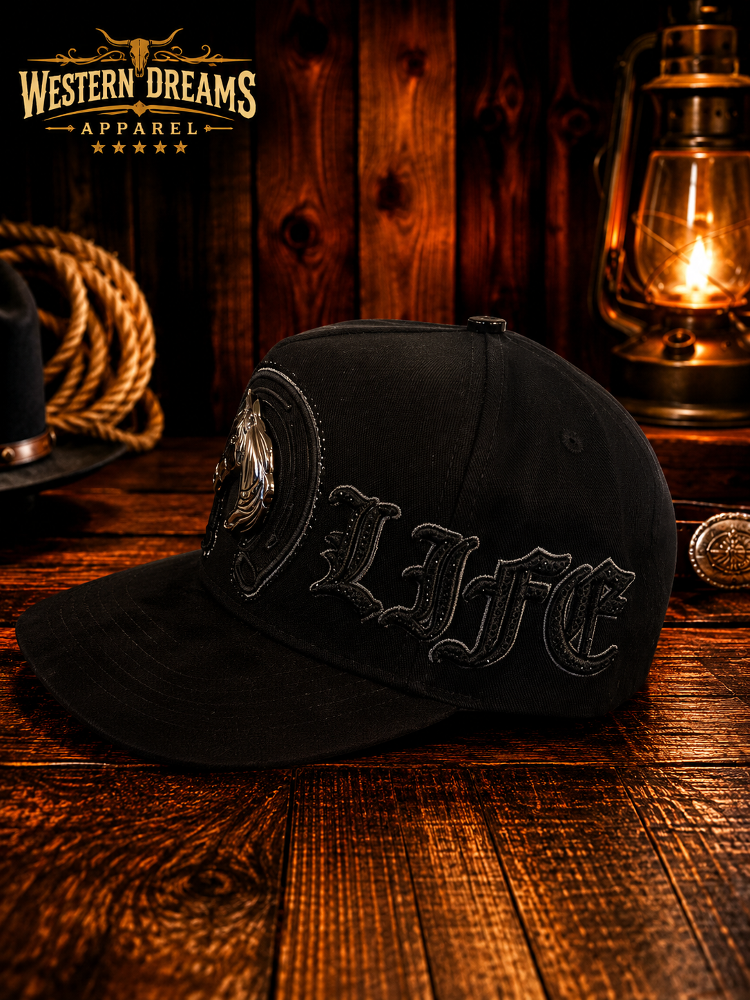 Ferreti Black horse Western cap