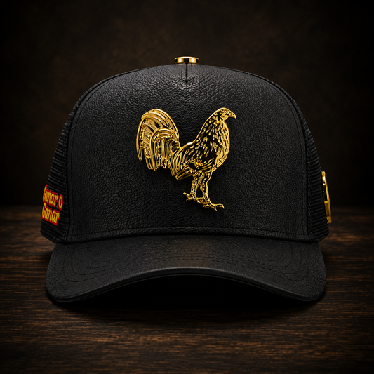 Ferreti Hats Premium FT-192PU Black Rooster Trucker Cap